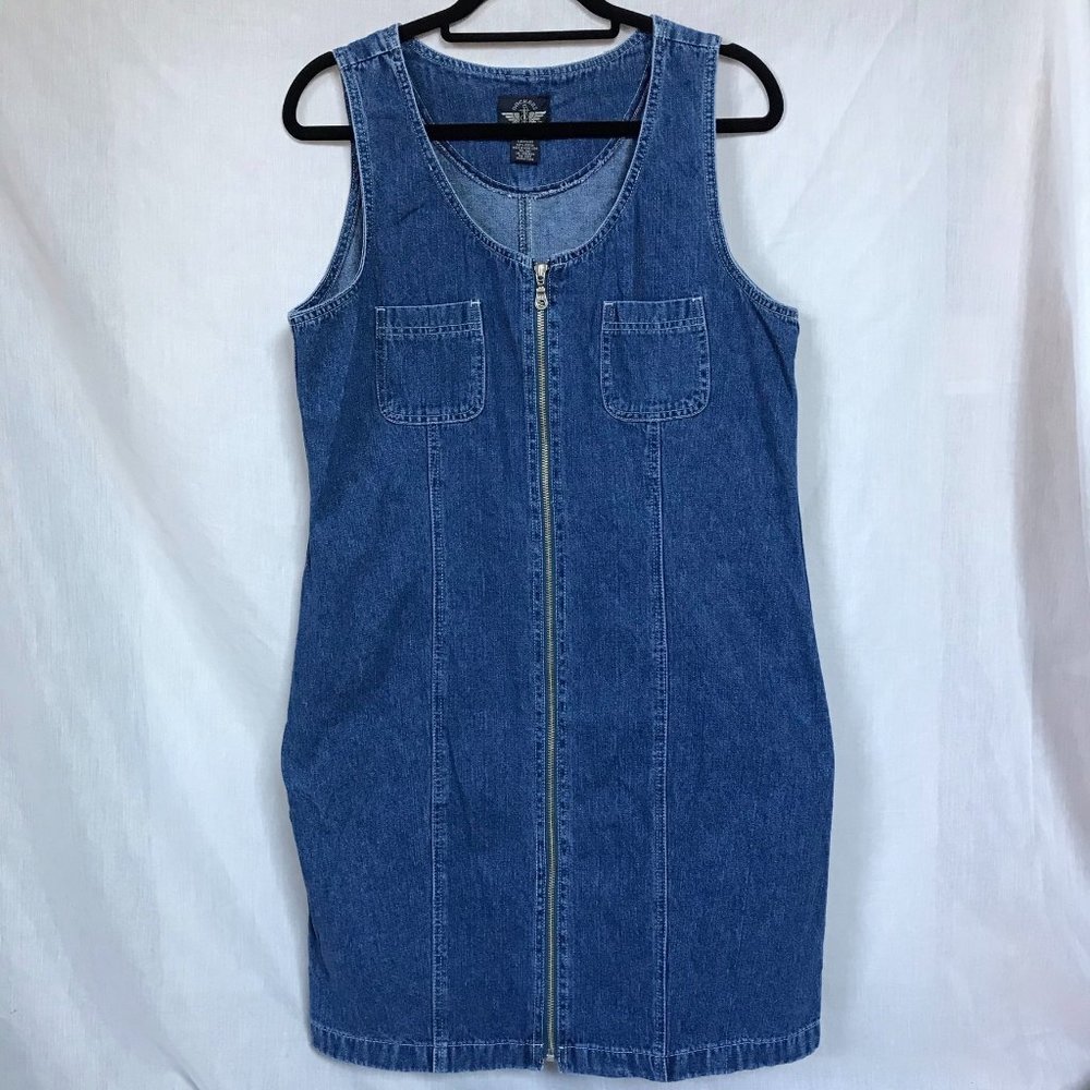 Dockers Blue Denim Zip-Front Sleeveless Dress